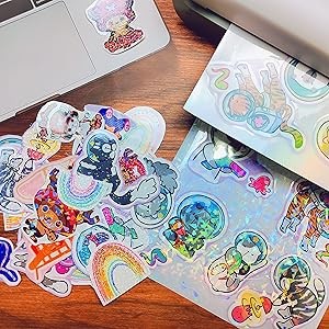 25 Sheets Sand Stars Holographic Sticker Paper A4 Size Glitter Clear Holographic