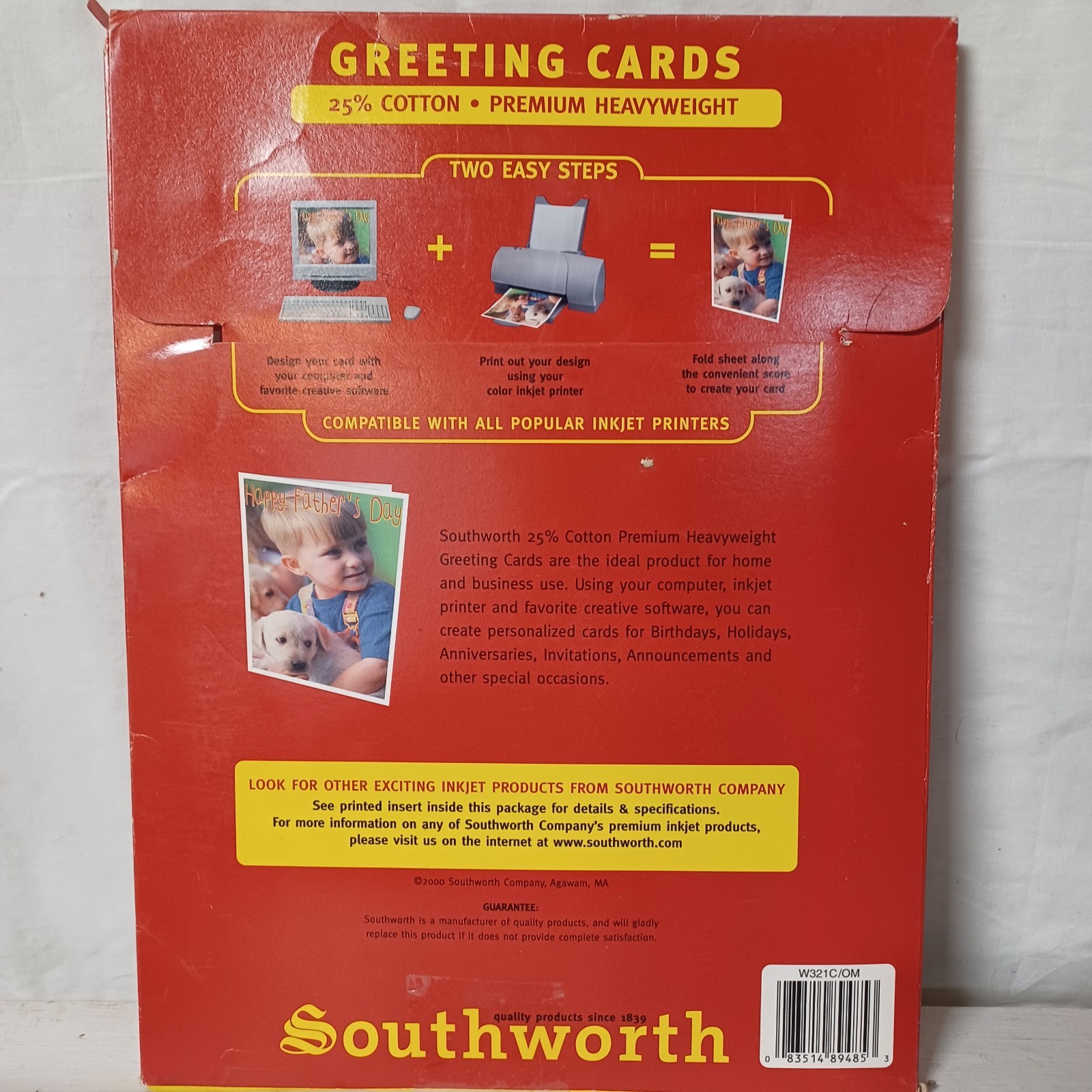 Southworth Greeting Cards & Envelopes White & Natural 25% Cotton Ink Jet Printer
