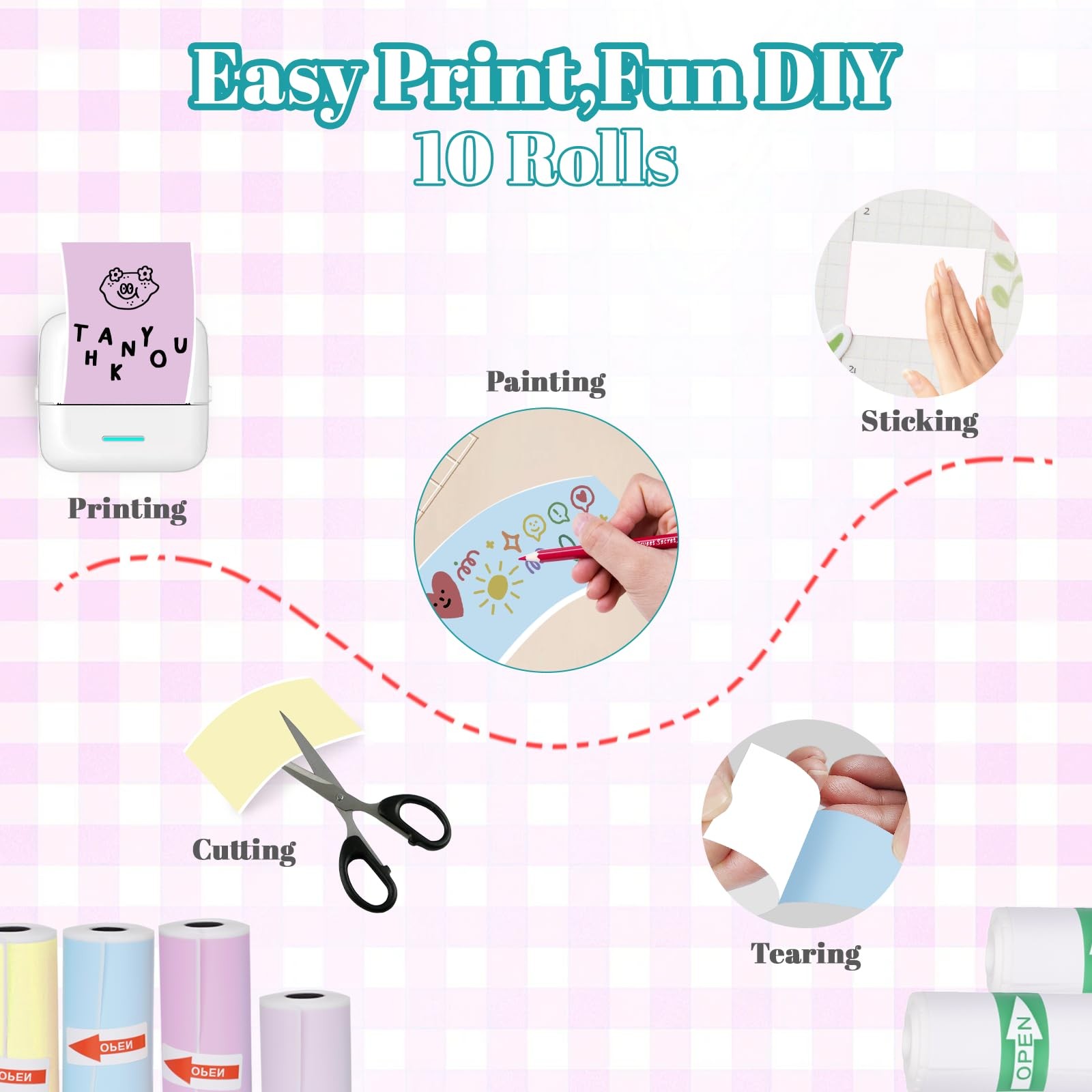 10 Rolls 57 x 25 mm Sticker Printer Paper,Self-Adhesive Compatible with Most …