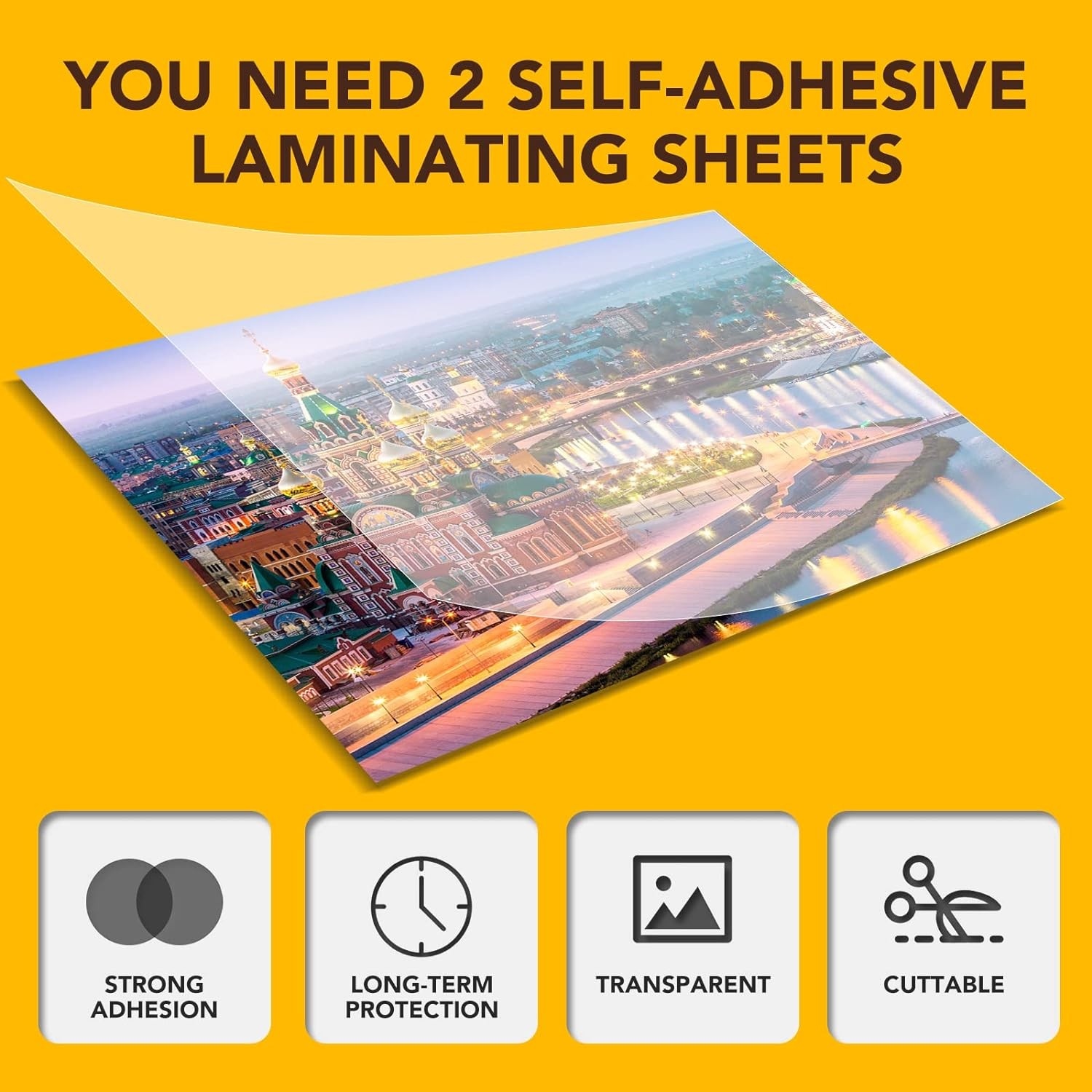 40 PCS Self-Adhesive Laminating Sheets, 9 x 12 Inches Clear Laminating Sheets No
