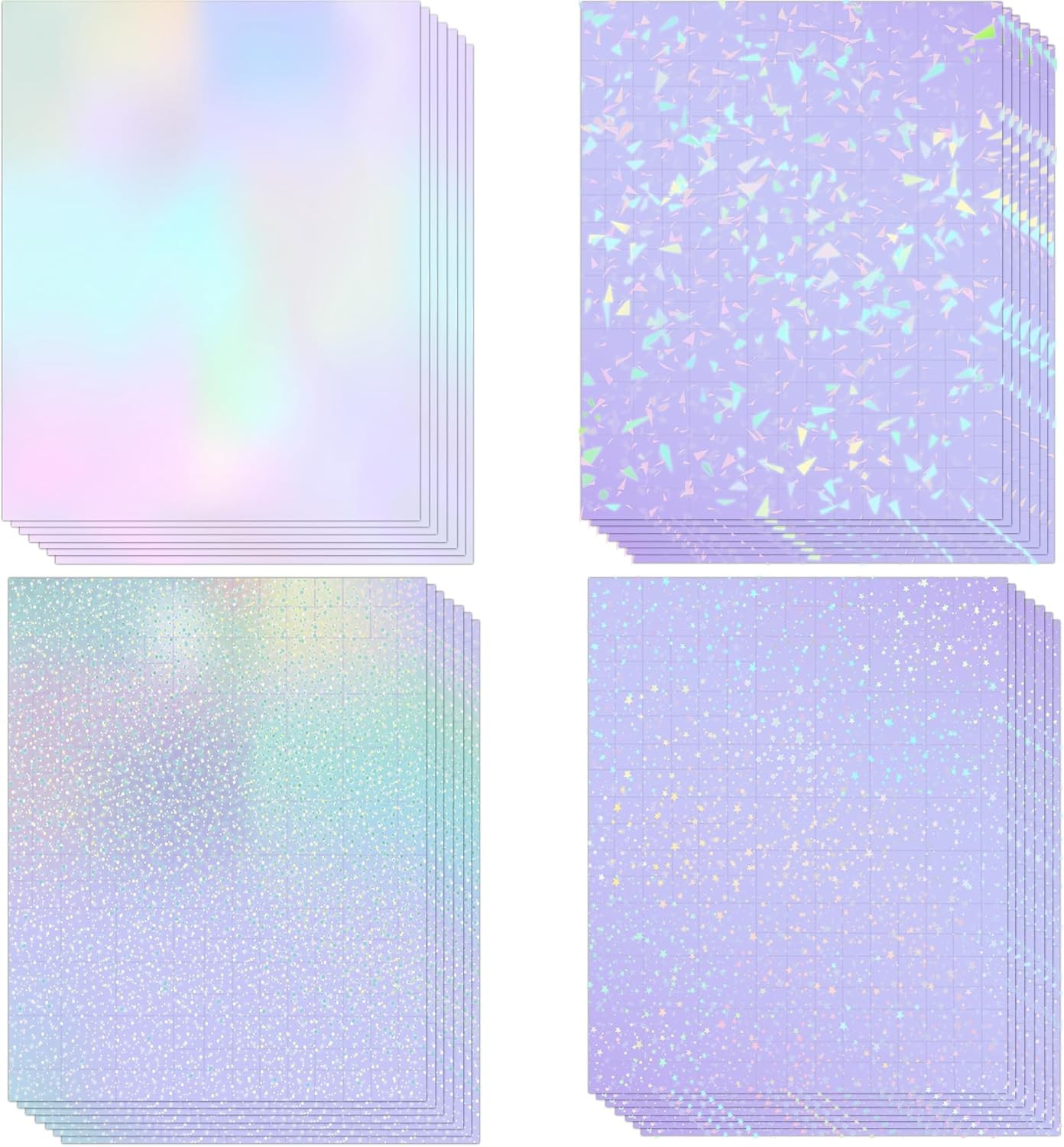 SANZIX 36 Sheets Holographic Sticker Paper – Transparent Self Adhesive Vinyl