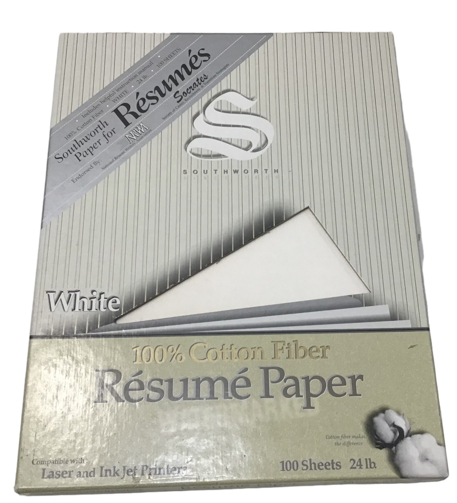 Southworth 100% Cotton Fiber 24lb White Resume Paper Open Box 77 Sheets
