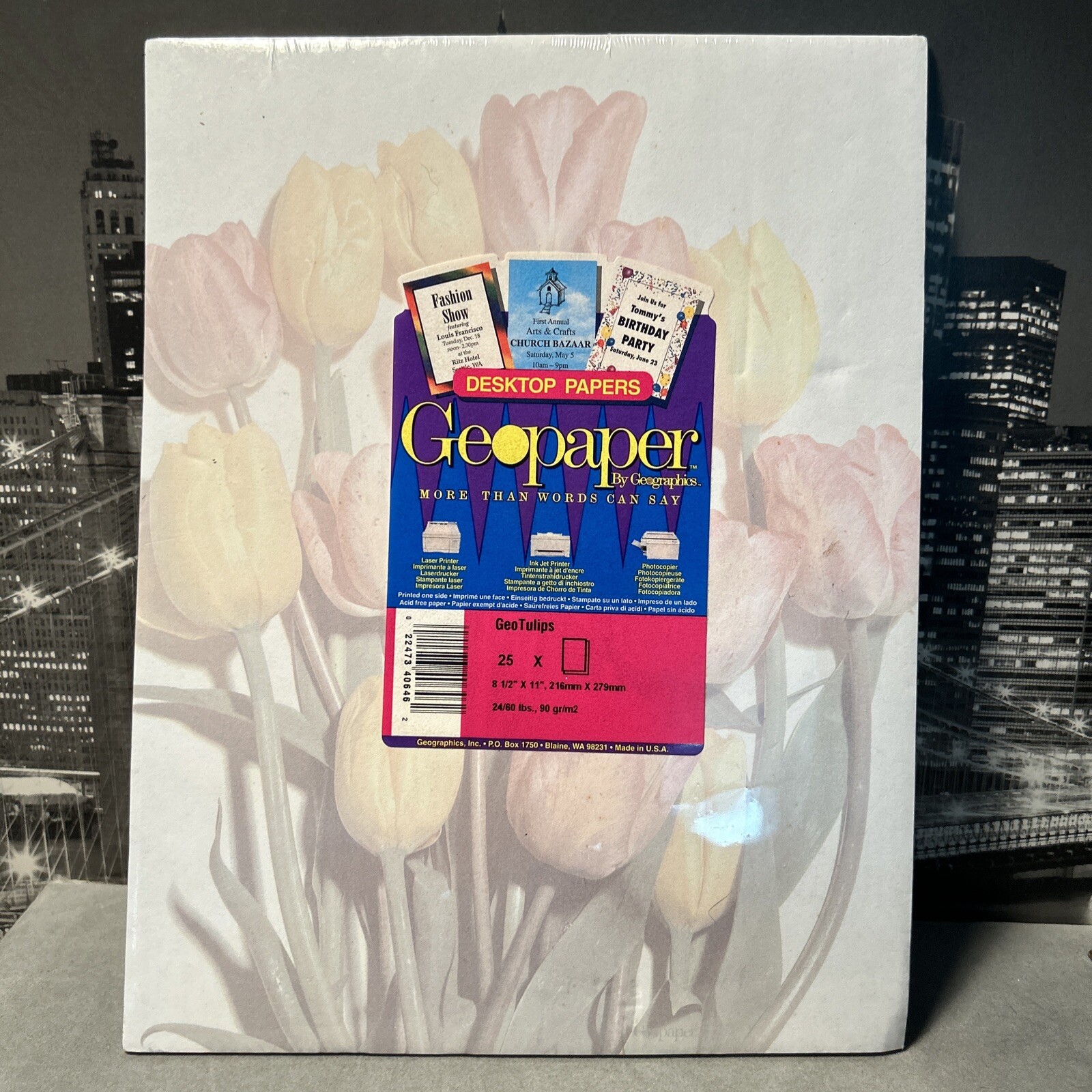 Geo graphics Geo Paper Tulips Flowers Printed Printer Vintage 1990s Sealed New