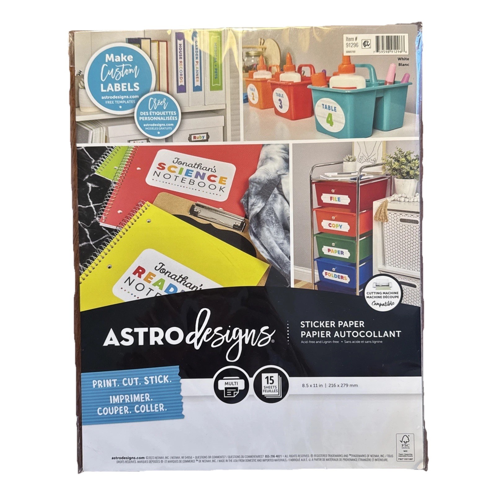 Astrodesigns White Sticker Paper 8.5″ x 11″ Fully Adhesive 30 Sheets New