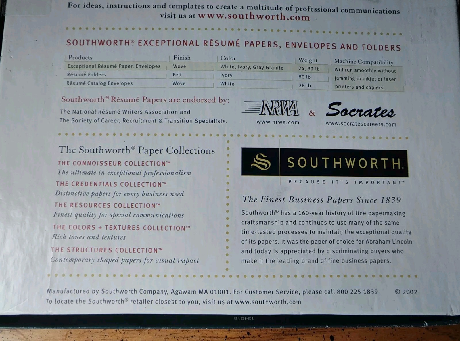 Southworth 100% Cotton Exceptional Resume Paper 24 lb 8-1/2 x 11 81 Sheets Ivory