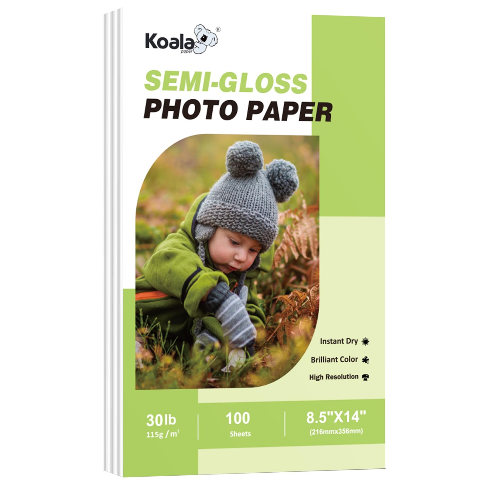 100 PCS Koala Thin SemiGlossy Photo Paper 8.5×14 Inch Legal Inkjet 6Mil
