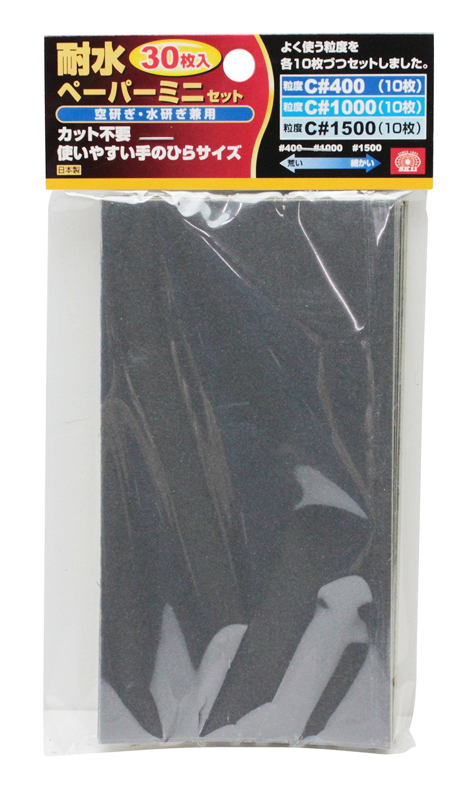 SK11 Waterproof paper mini set 30 sheets #400 #1000 #1500 76×140mm Taisui C#set
