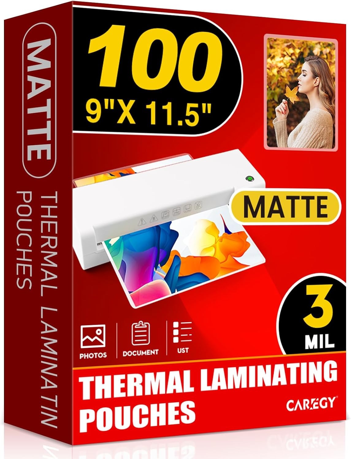 Matte Laminating Sheets,100 Pack 9 x 11.5 Inches,3 Mil Thick,Ultra Clear with