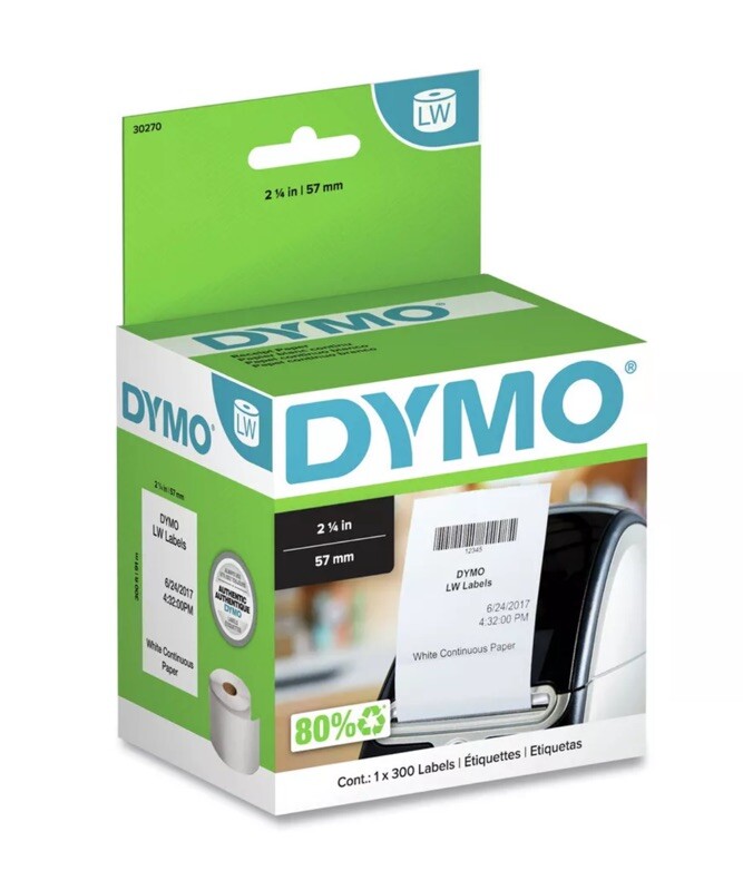 DYMO LabelWriter Continuous-Roll Receipt Paper 2-1/4″ x 300 White 30270 New E27