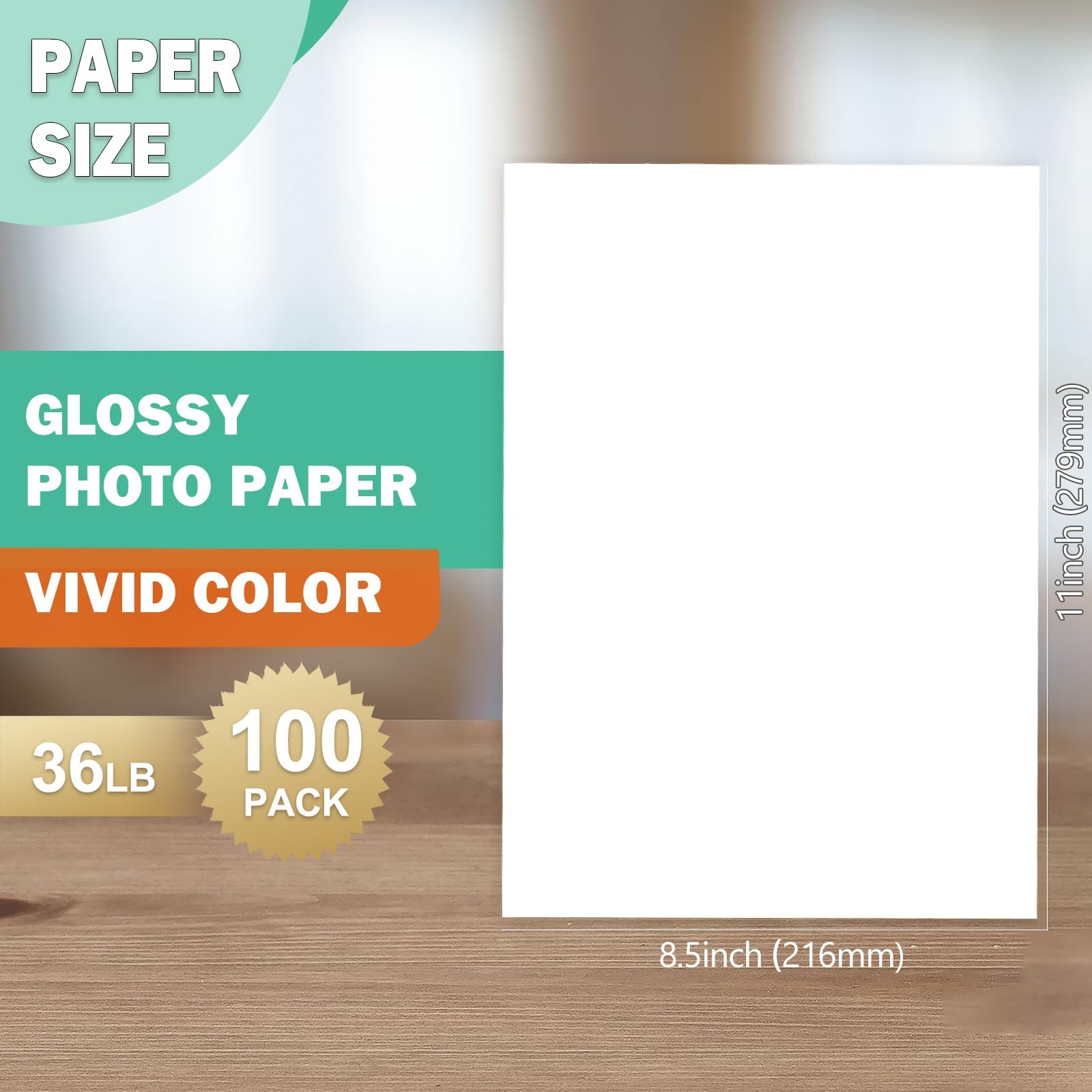 Glossy Photo Paper Letter Size 8.5×11 Inkjet Thin 36lb Chip Bags Bulk 100 PACK