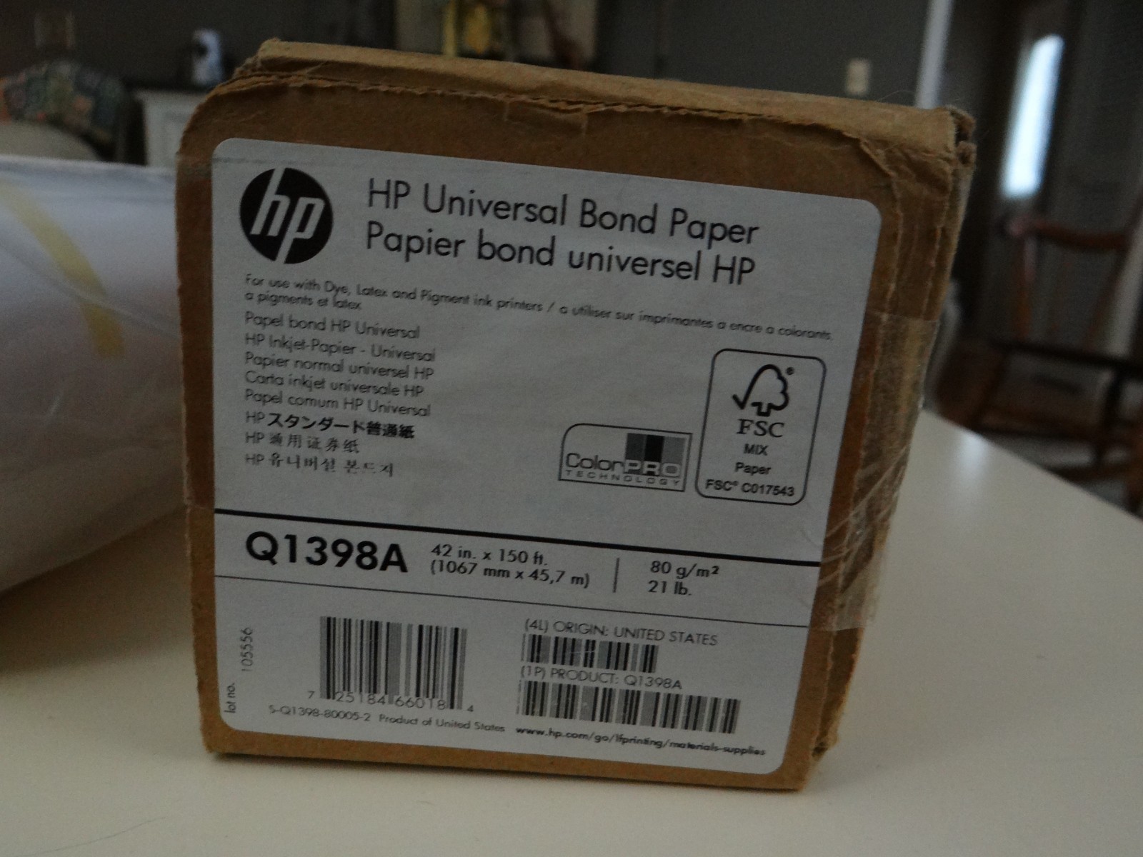 HP Universal Bond Paper White 42 x 150 feet Q1398A