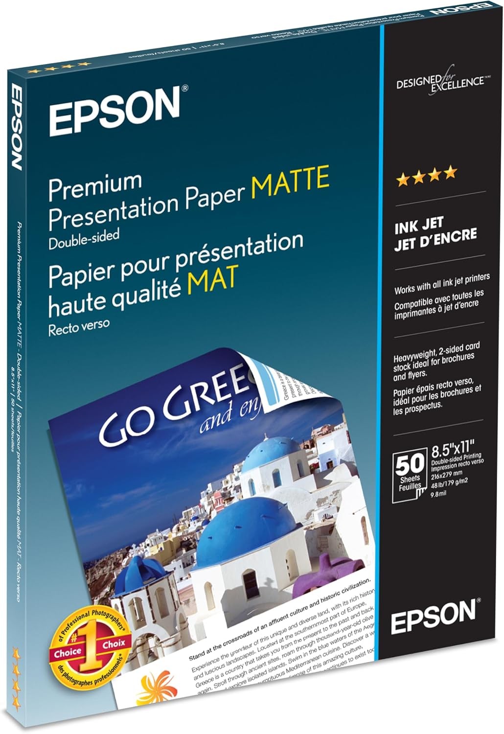 Epson Premium Presentation Paper MATTE (8.5×11 Inches, Double-sided, 50 Sheets)