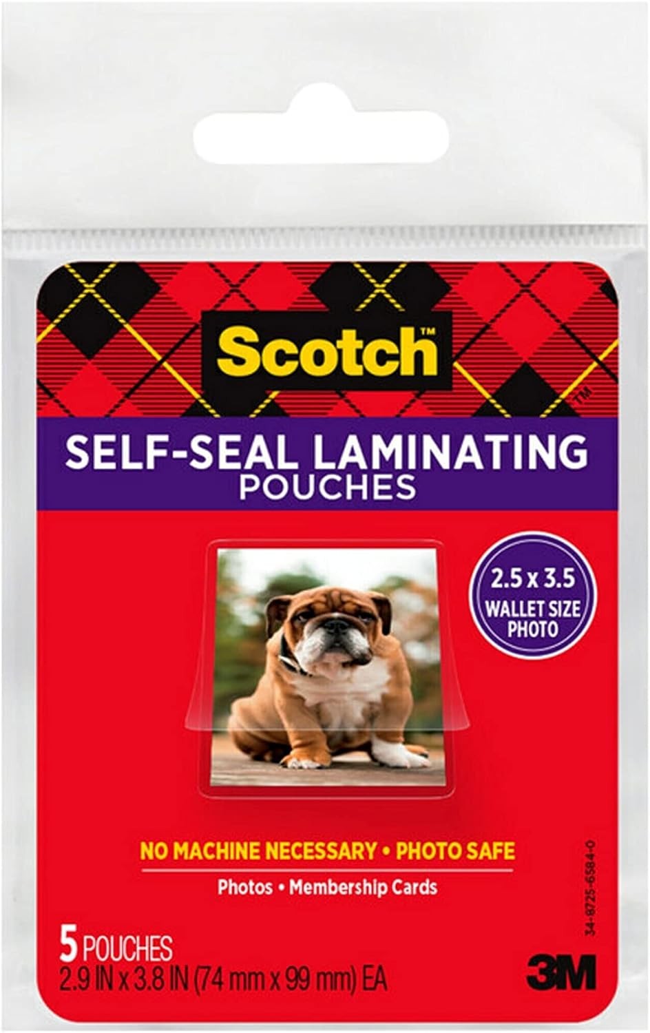 Self-Sealing Laminating Pouches, Glossy Finish, Wallet Photo Size 2 1/2 in x 3