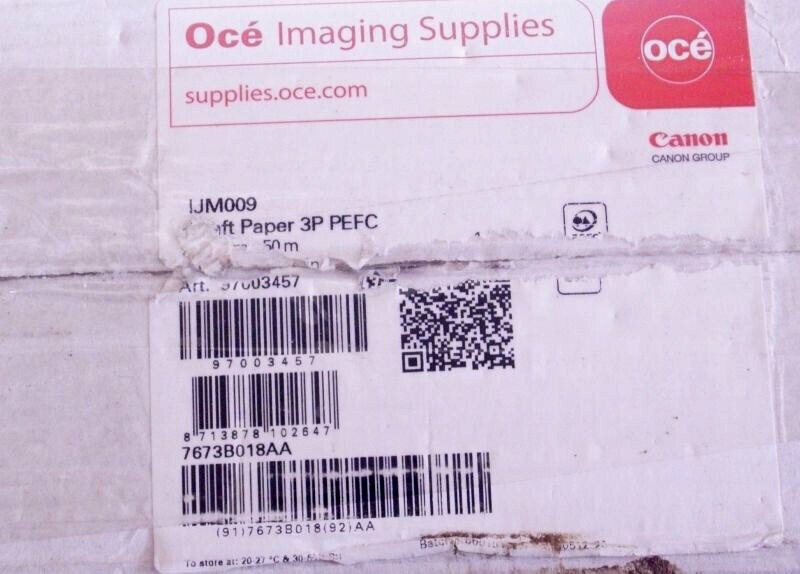 OCE Canon 7673B018AA Imaging Supplies IJM009 Draft Paper 3P PEFC x1 Roll