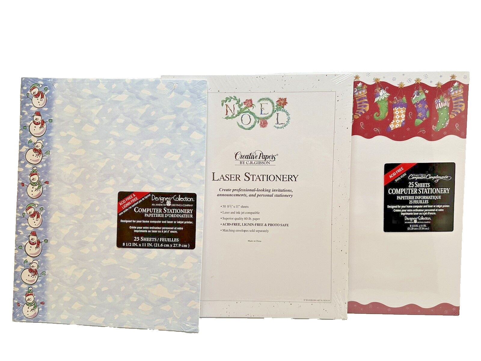 Computer Printer Letter Stationary Paper Christmas Snowman Stocking Noel