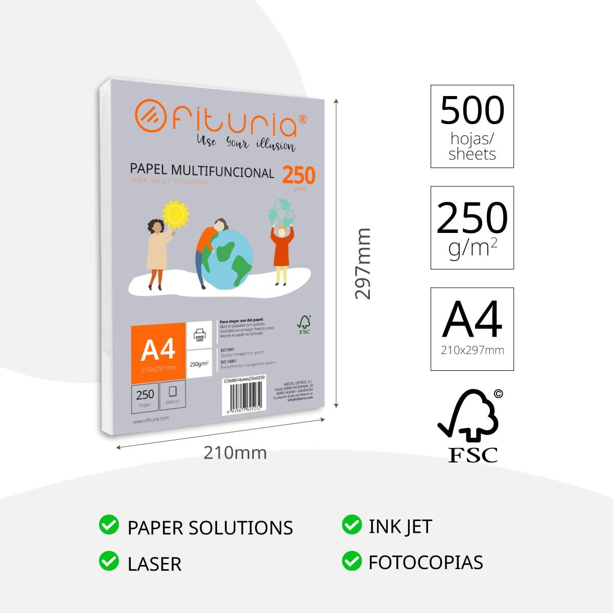 Pack of 500 White A4 Sheets, 250g Printer Paper. Multifunctional…
