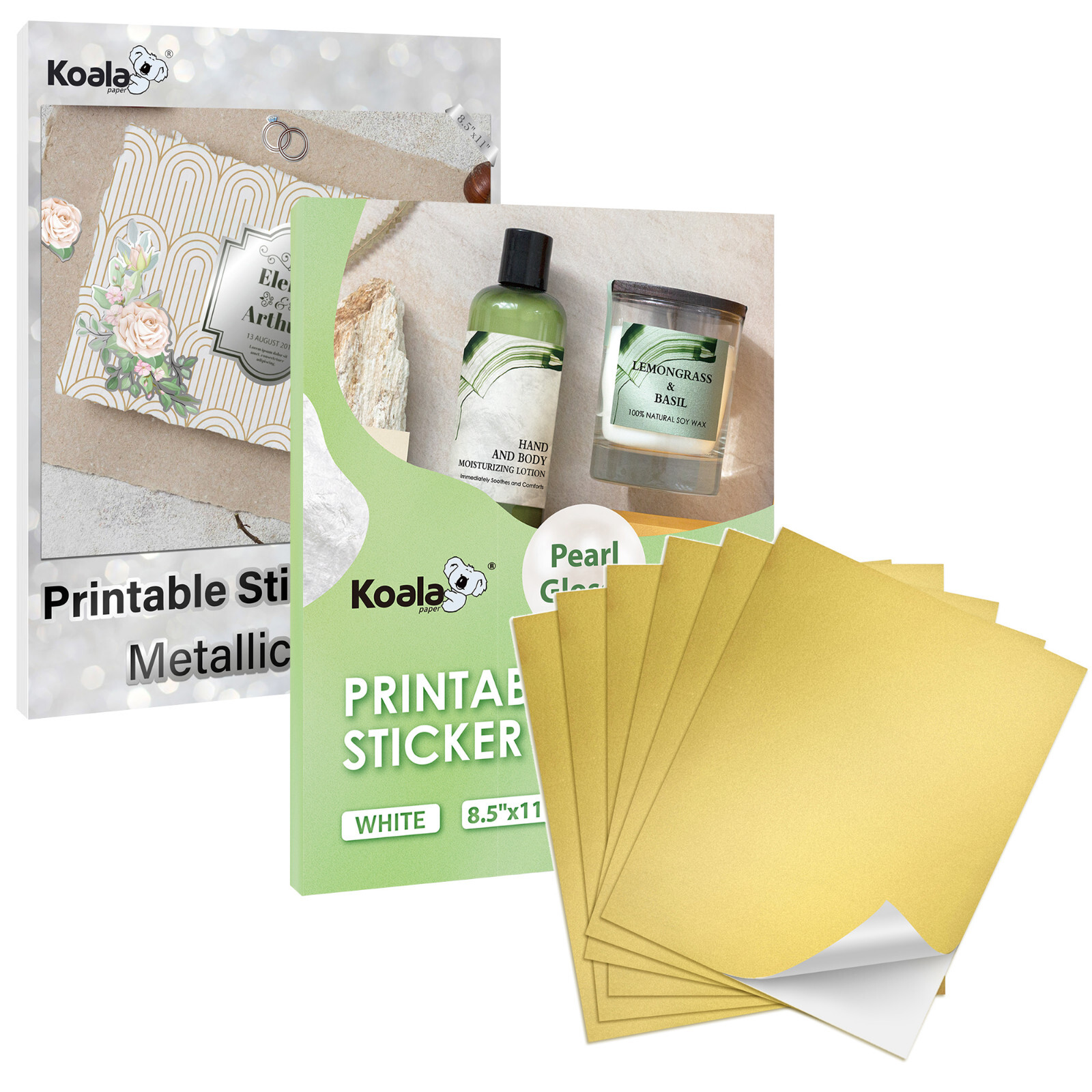 Lot Koala Printable Sticker Paper for Inkjet Laser Printers Pearl / Glossy /Gold