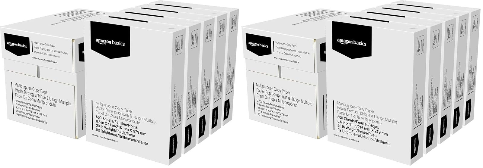 Amazon Basics Multipurpose Copy Printer Paper, 8.5 x 11, 20 lb, 500 Sheets