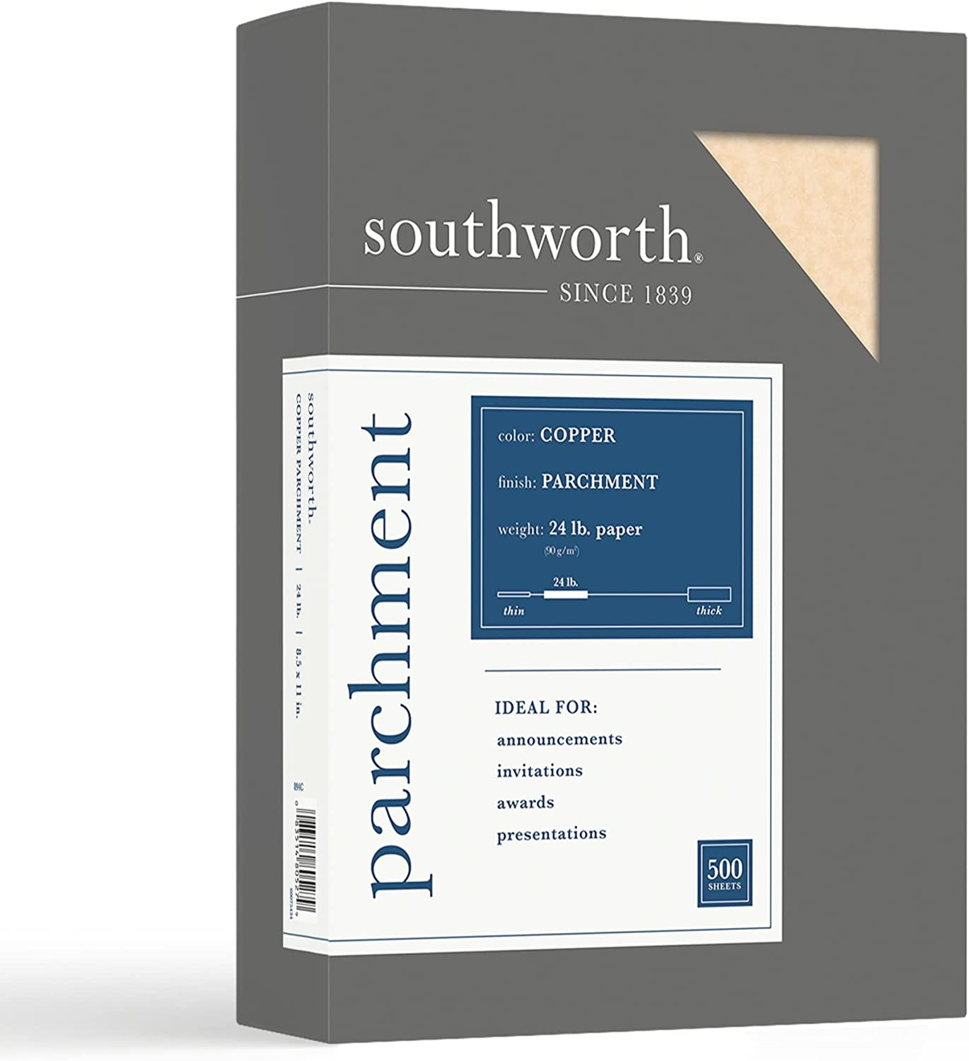 Southworth Parchment Specialty Paper, 24 Lb, 8 1/2″ x 11″, Gray, Pack of 500