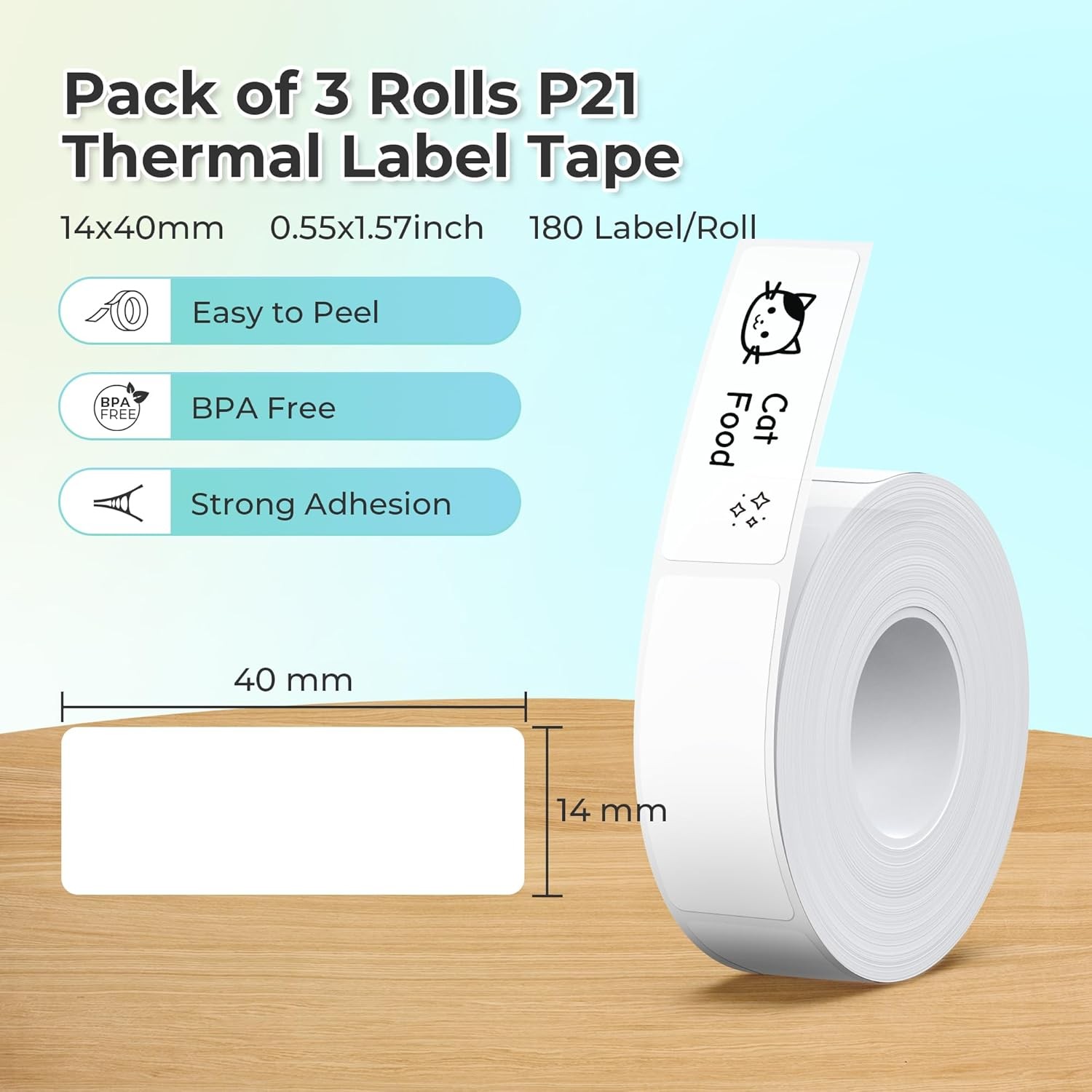 NELKO Genuine P21 Label Maker Tape, Adapted Label Print Paper, 14x40mm