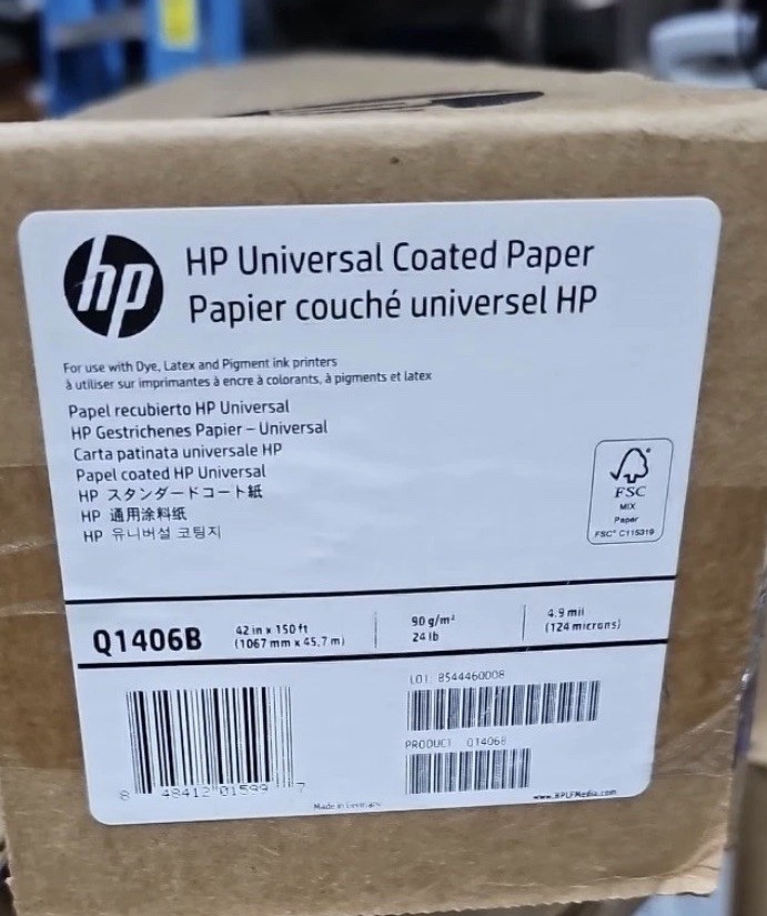 HP Q1406B Universal Coated Paper Printer Large Format Paper 42″ X 150ft