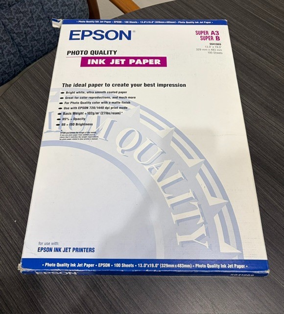 Epson Photo Quality Ink Jet Paper 13.0” X 19.0” 100 Sheets open box