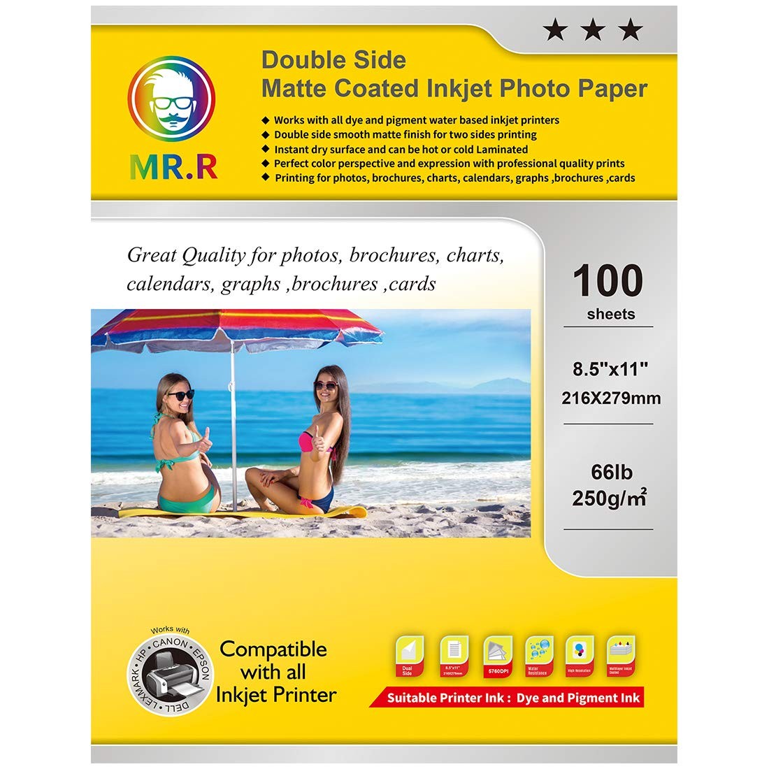 Double Sided Matte Inkjet Photo Name Card Printing Paper 8.5×11 Inch 100 Sheet