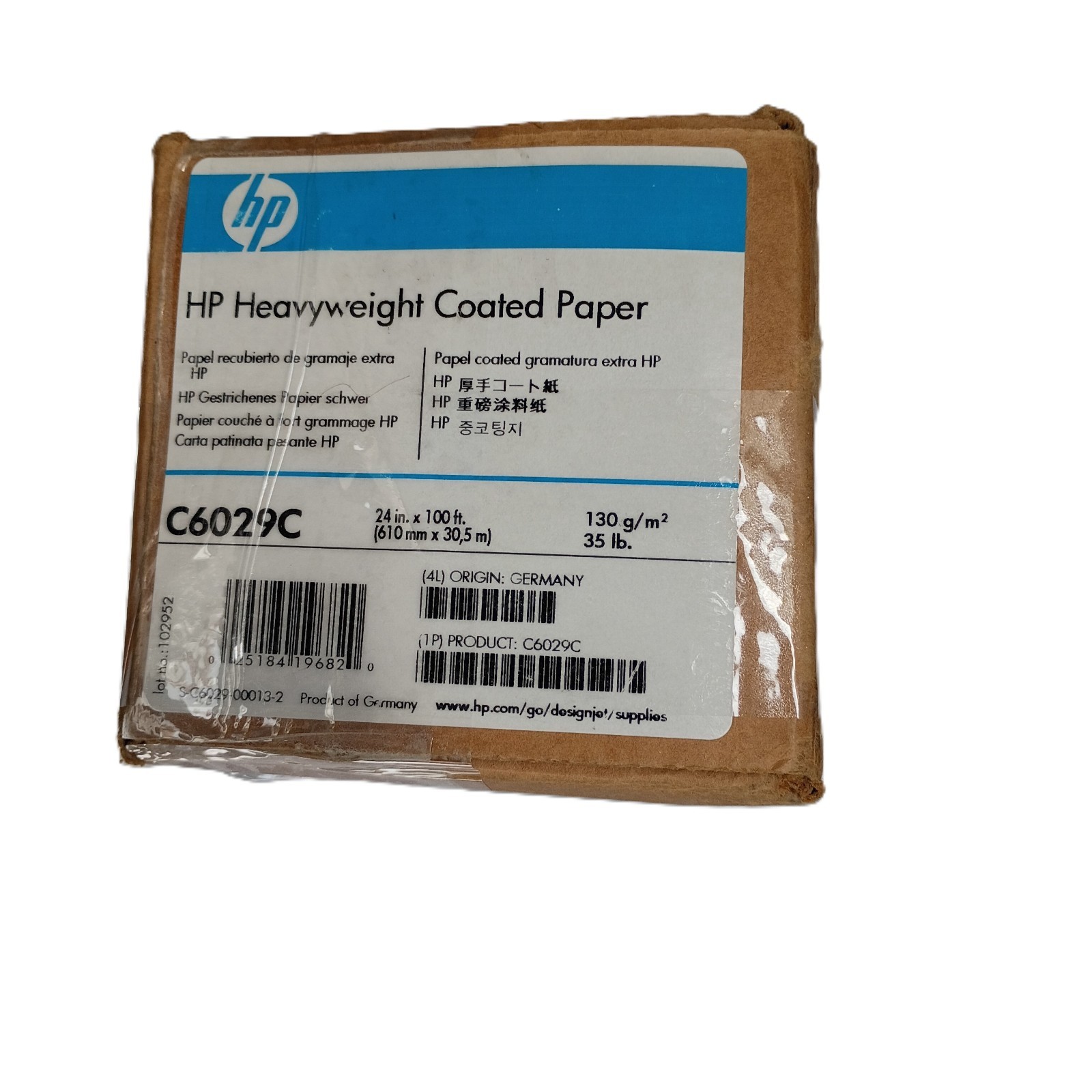 HP C6029C Heavyweight Coated Paper 24″ x 75′ Roll Genuine OEM Matte DesignJet