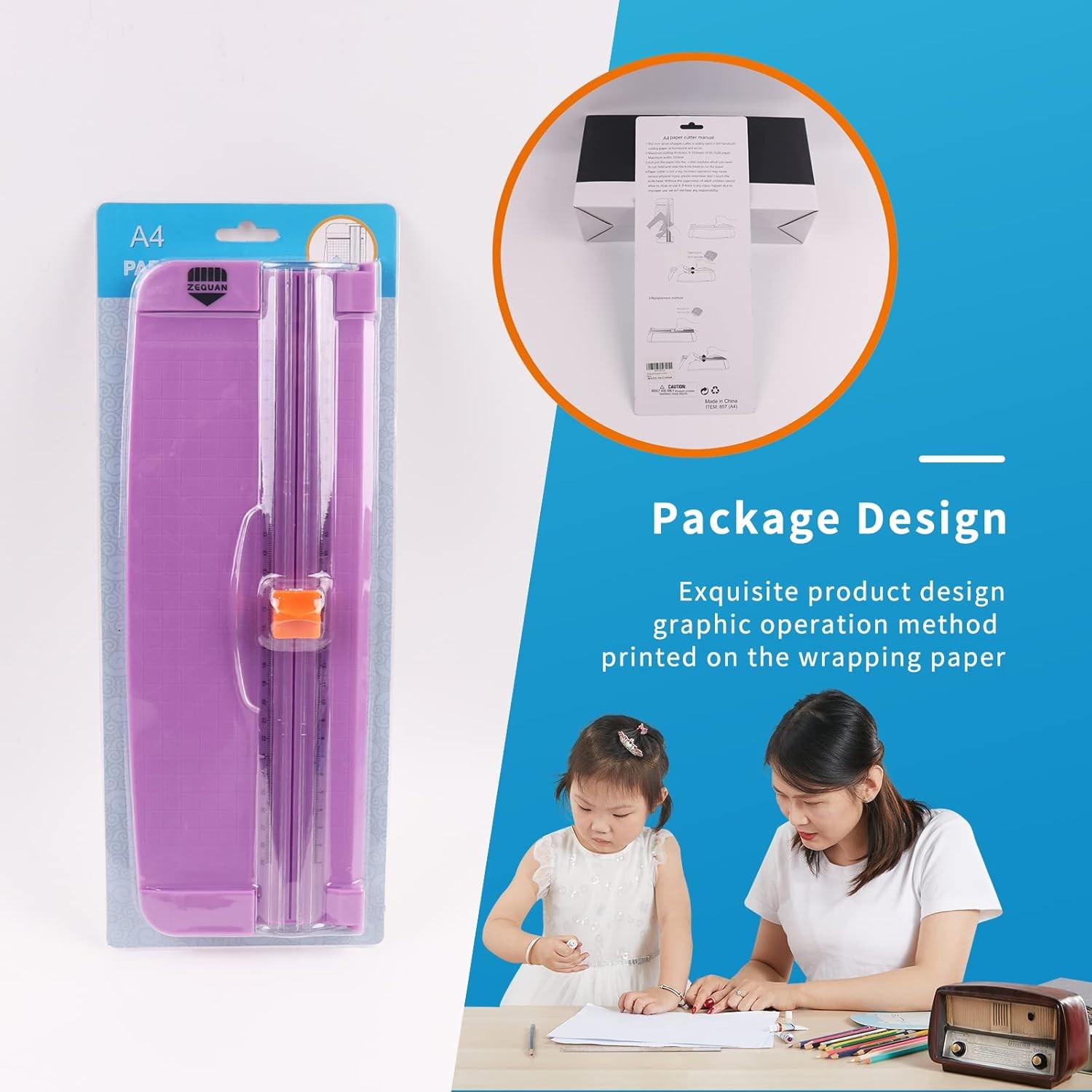 A4 Portable Precision Paper Trimmer, Craft Paper Cutter for Photos, Labels,