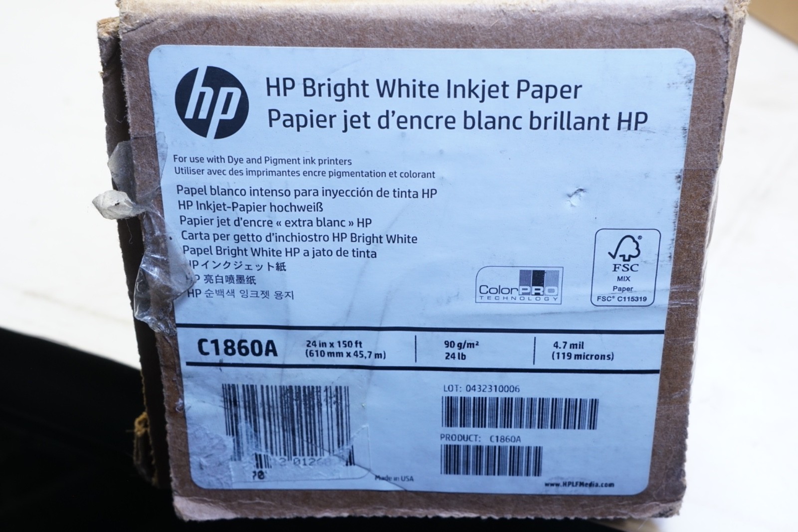 Lot of 2 OEM HP Inkjet Print Bond Paper 24″ x 150 ft Matte White C1860A ShipFREE