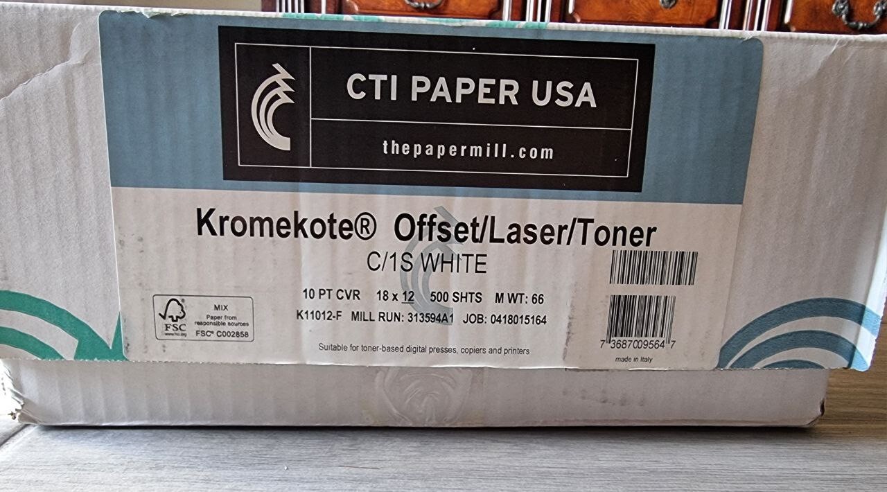 Kromekote Digital White Paper 18×12 10 pt Cover Glossy C/1S 500 Sh