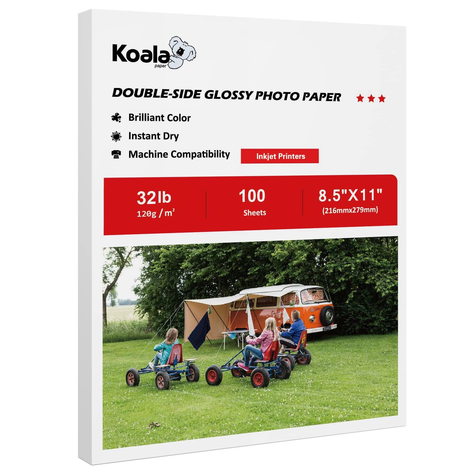 Koala Double Side Thin Glossy Photo Paper 8.5×11 Inch 100 PCS 120gsm 32LB