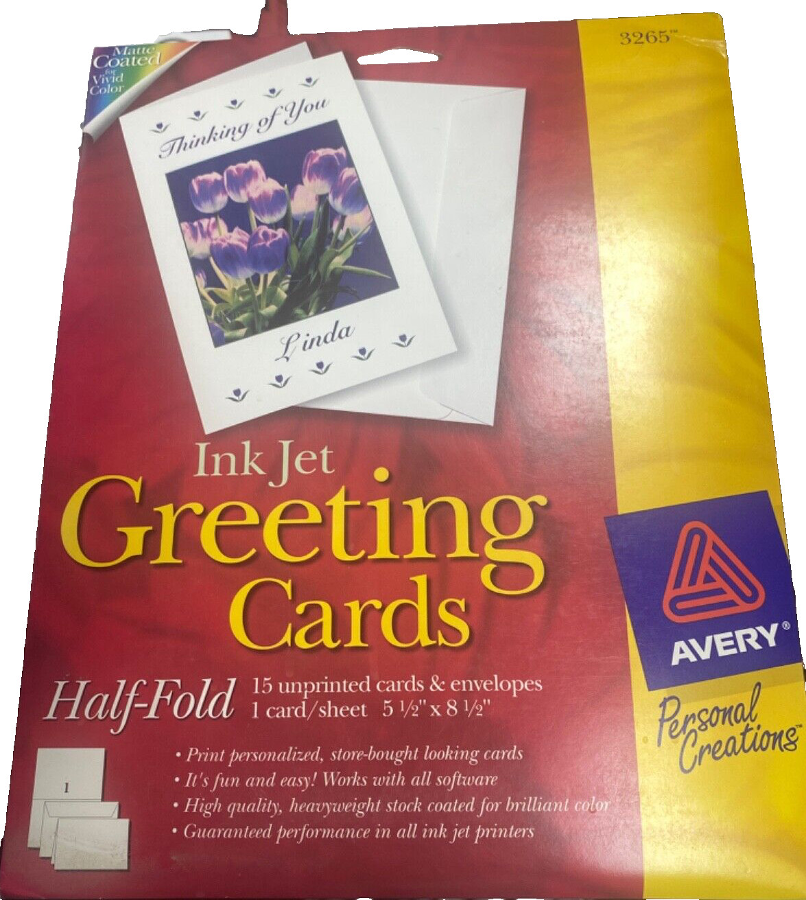 Avery 3265 Ink Jet Greeting Cards Half Fold 5 1/2″ x 8 1/2″ NEW