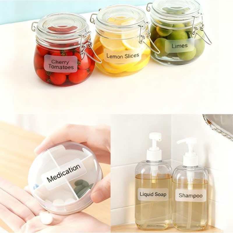 1/2” Transparent Thermal Sticker Tape Roll Adhesive Name Jar Clear Label D30