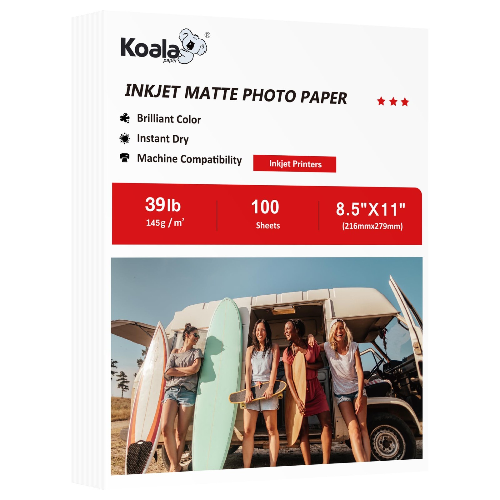 100 Sheets Koala Matte Photo Paper 145GSM 8.5×11 Inch Inkjet Presentation