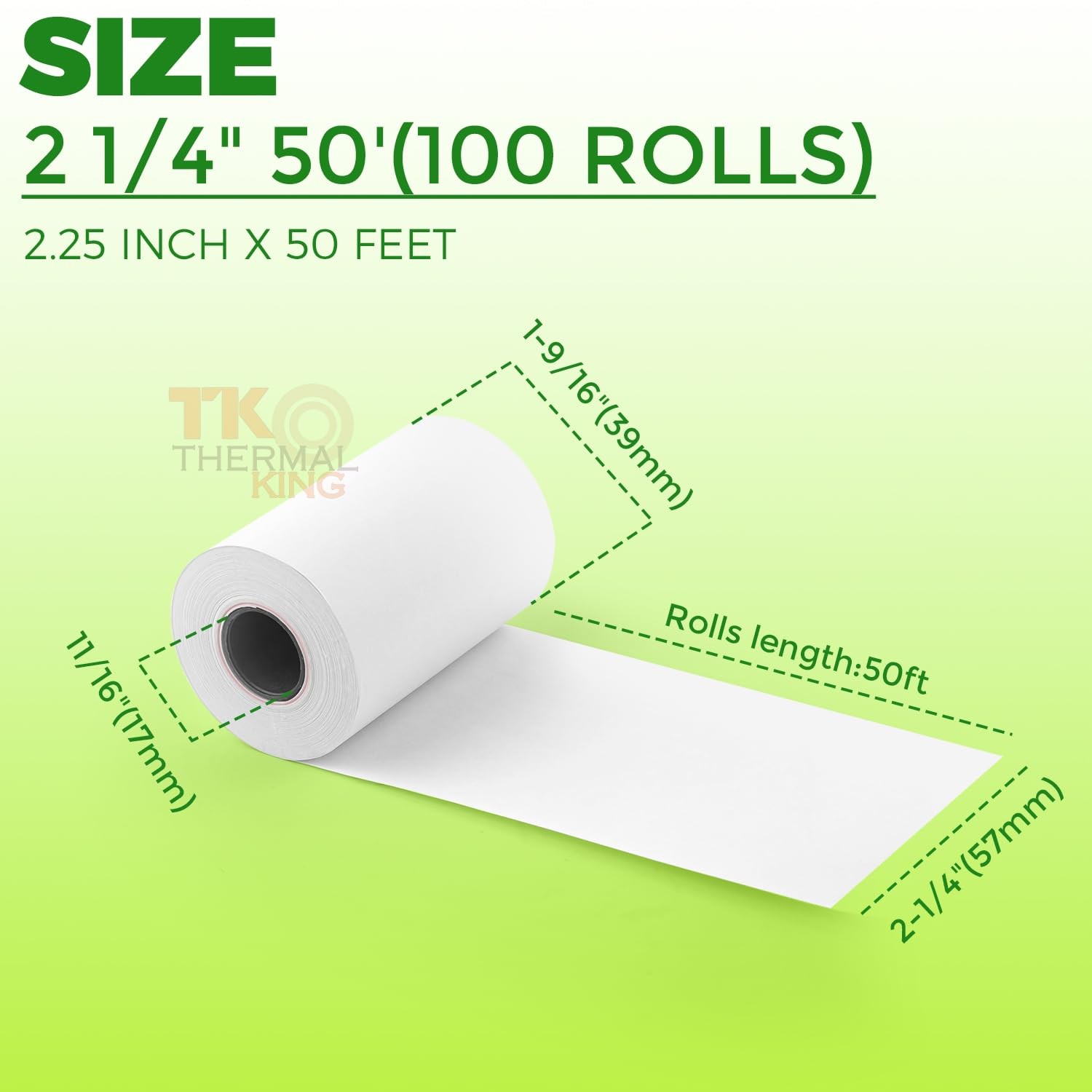 TK Thermal King, (100 Rolls) 2 1/4″ x 50′ 2-1/4″ x 50′, 100 Rolls