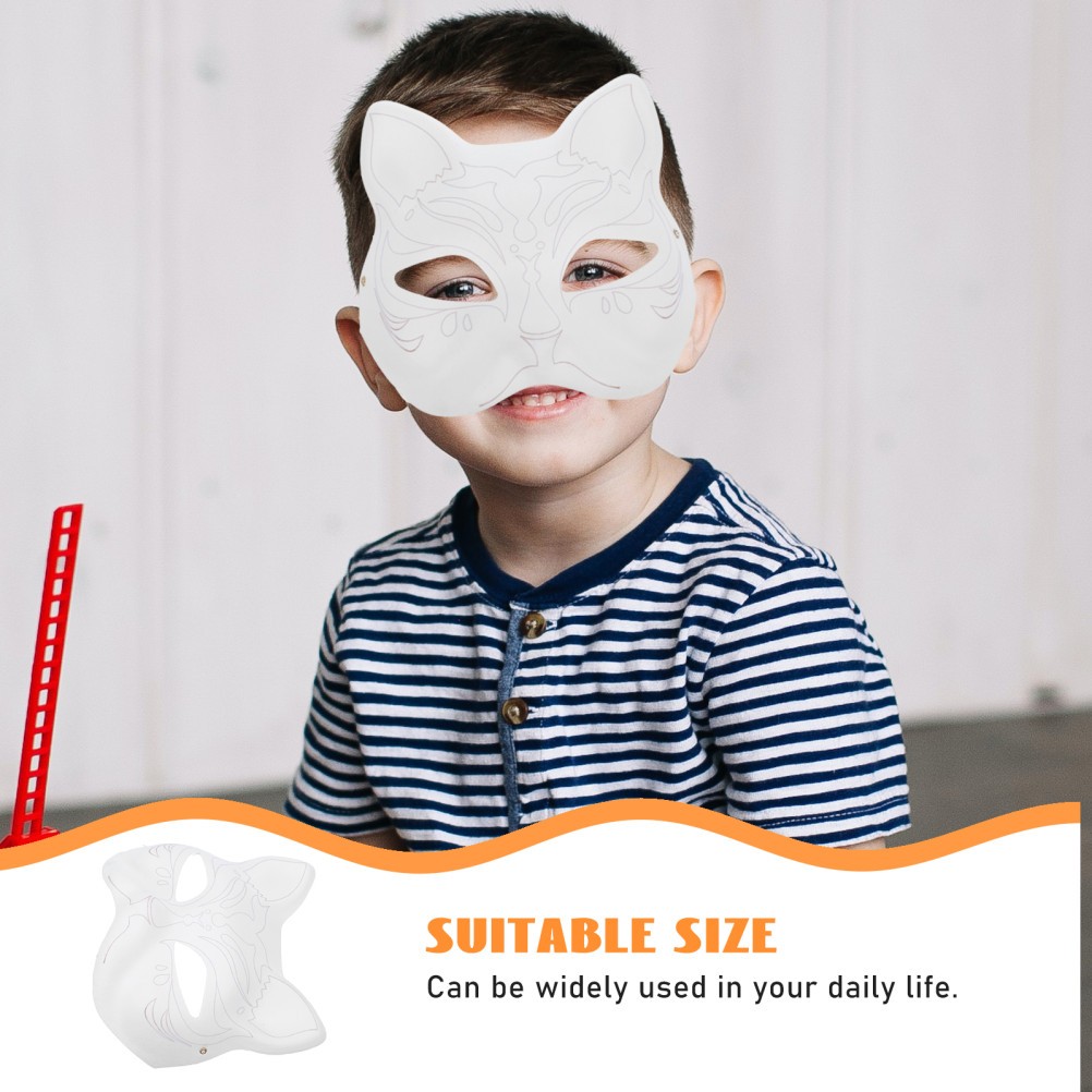 Reusable Cat Face DIY Mask White Paper Blank Mask for Party Decoration