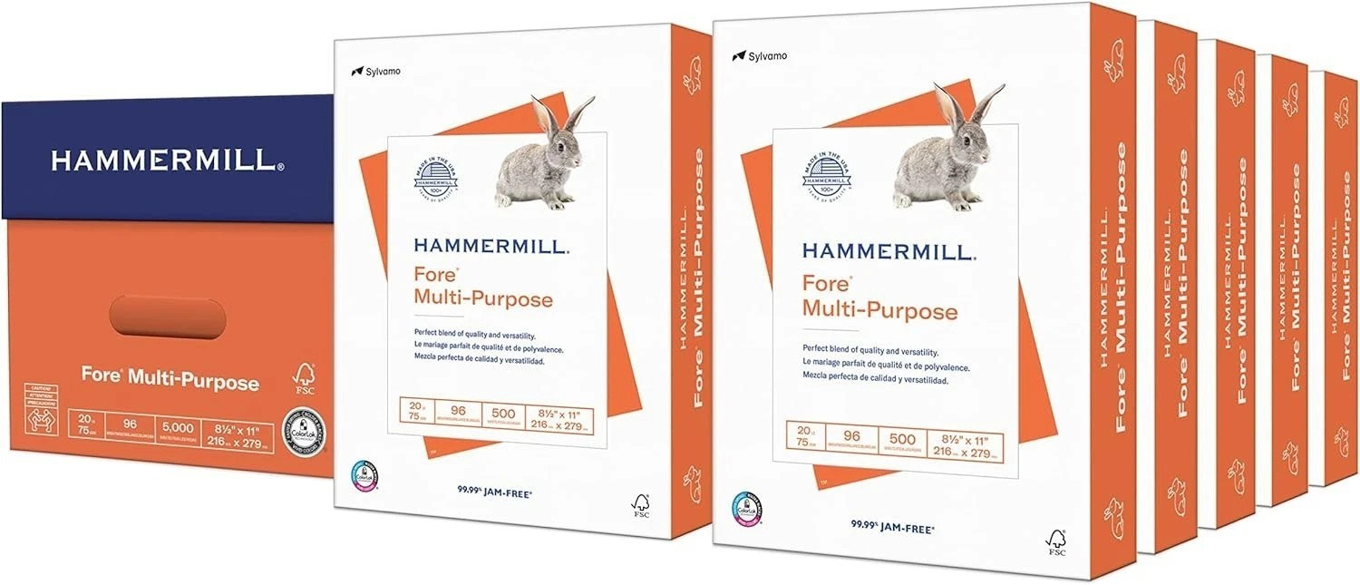 High-Quality Fore Multipurpose 20 lb Copy Paper – 5000 Sheets – Smooth Finish