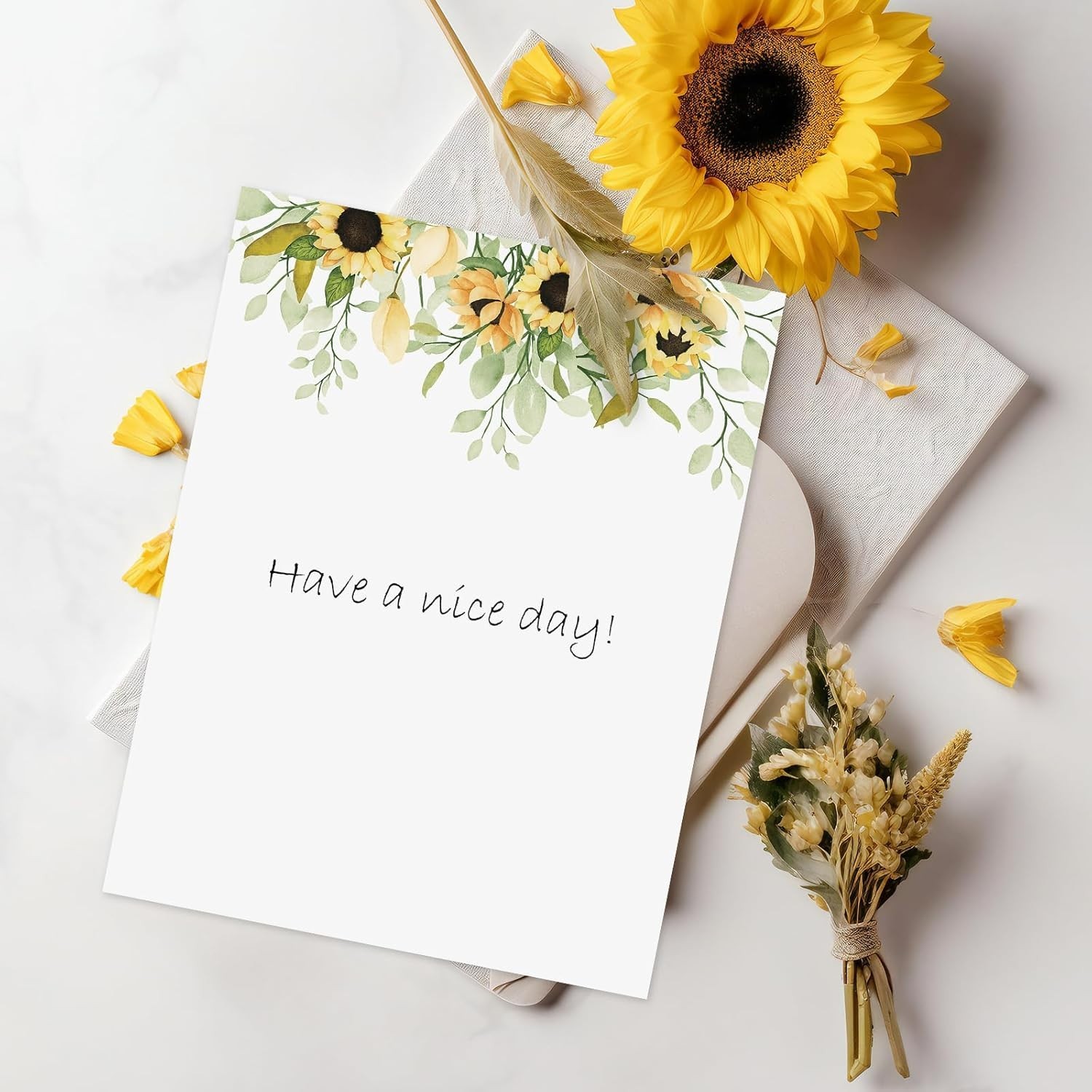 60pk Sunflower Letterhead Paper 8.5×11 Watercolor