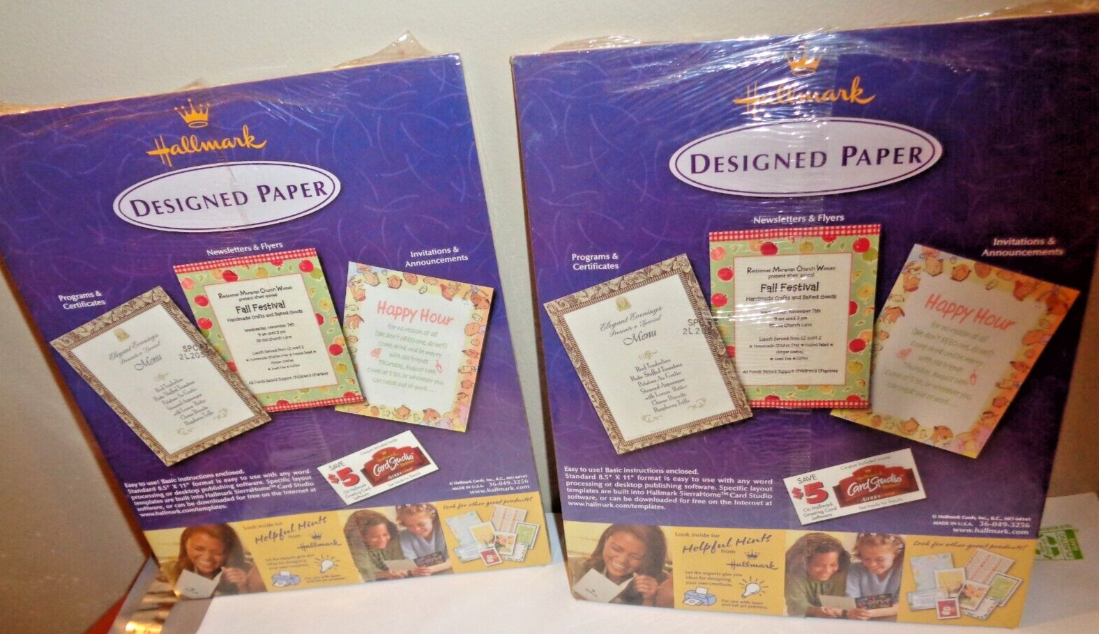 2 Pack of Hallmark Designed Paper for Ink Jet Printer Laser Photocopies Flowers