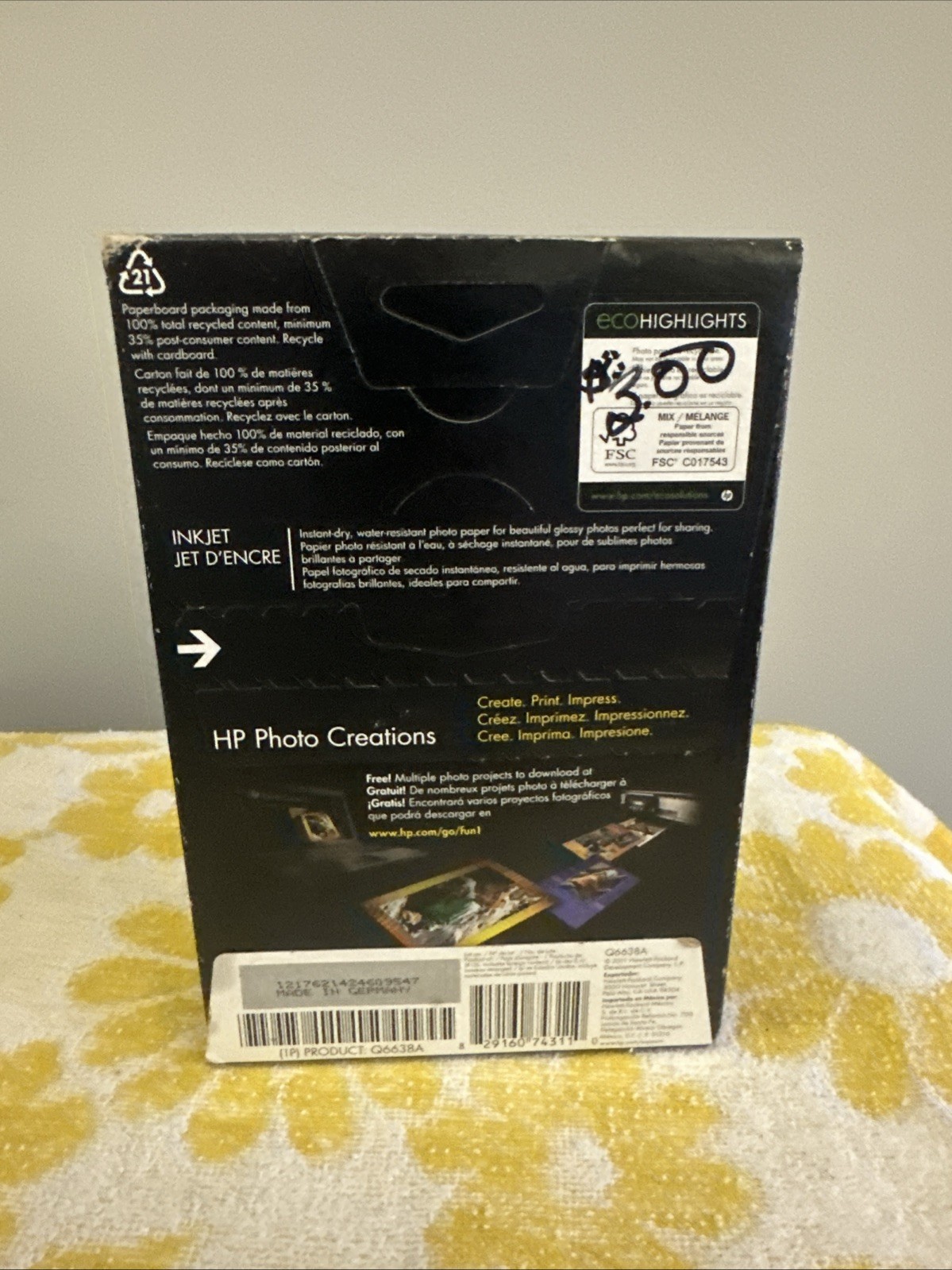 Hewlett Packard 4 x 6 inch Glossy Printer Paper – 100 Sheets Box New