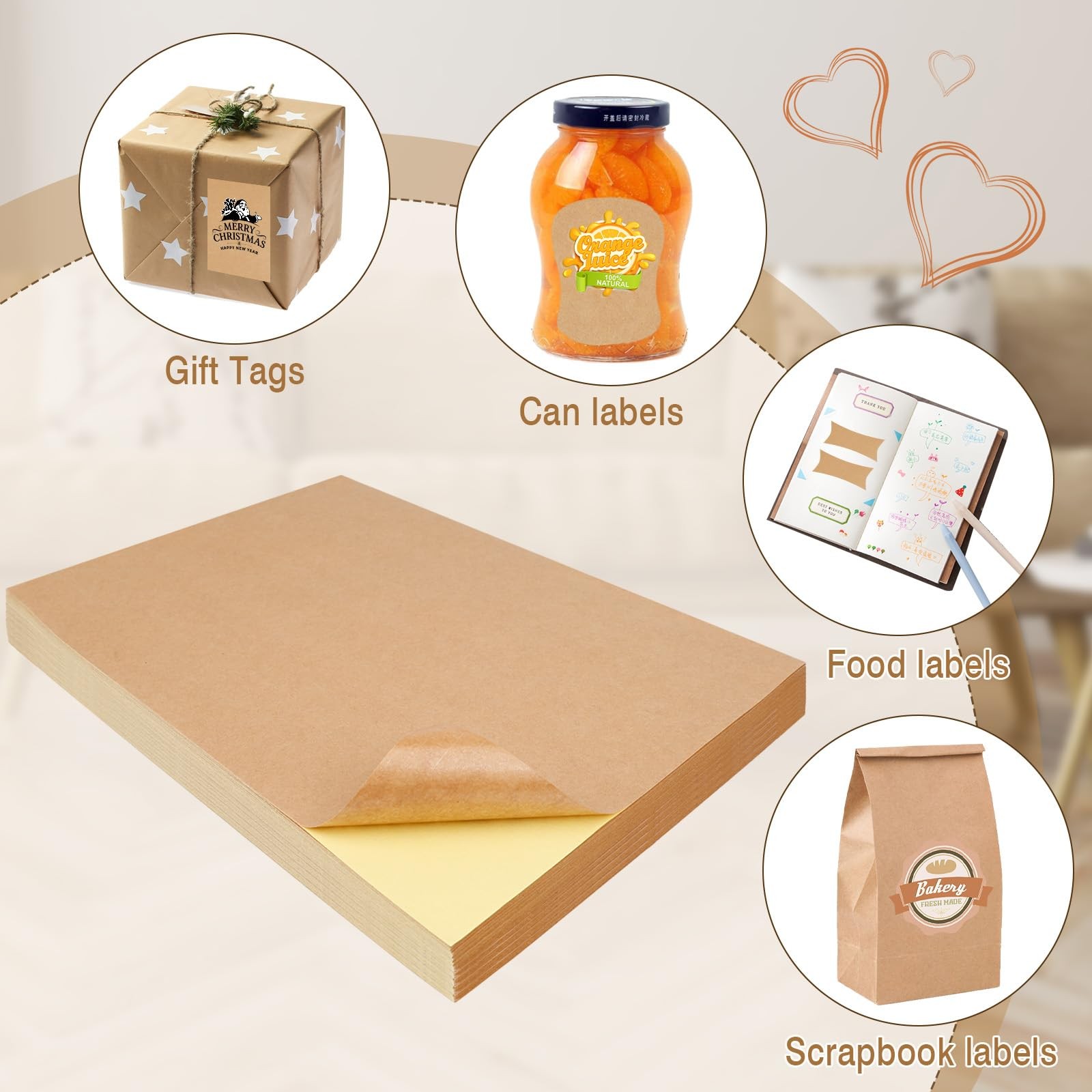 60pcs Kraft Paper Printer Paper Self Adhesive A4297x210mm Craft Paper Cop…