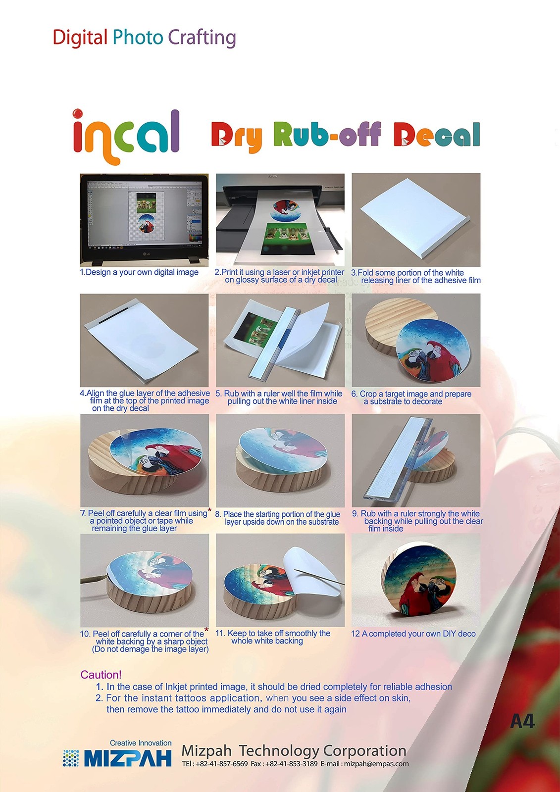 [Incal] Dry Rub-off Decal Film for Laser Printer : 20 Sets, A4(8.27”x11.7”)…