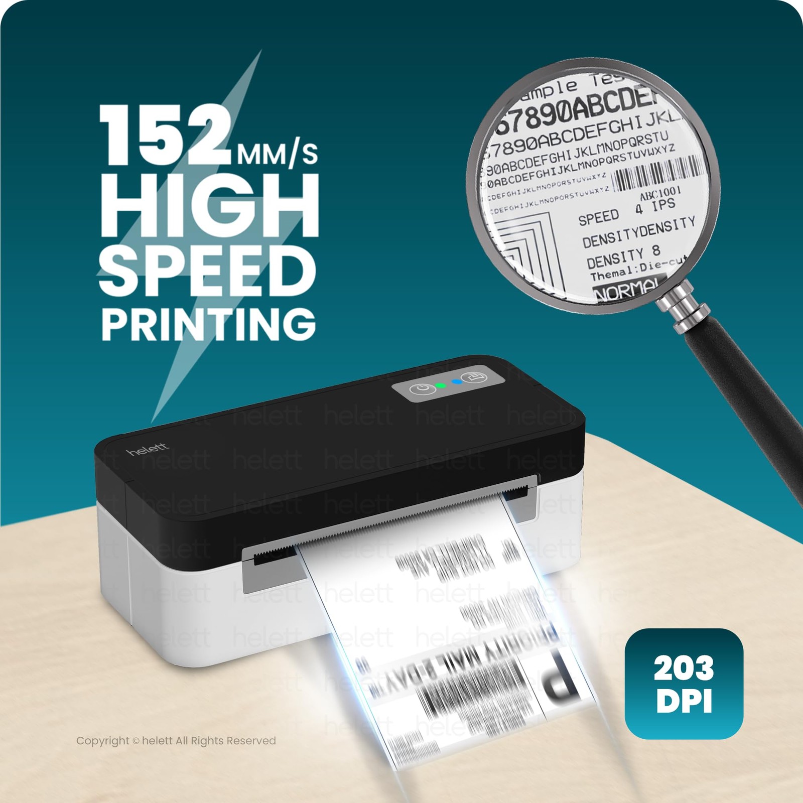 helett® H30C Lite USB Direct Thermal 4×6 Shipping Label Black