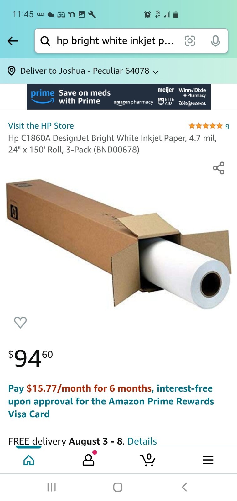 HP C1861A Bond Paper Roll