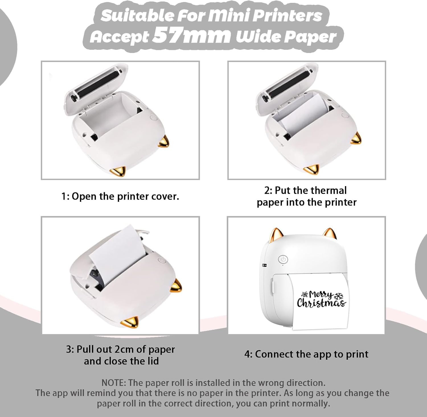 10 Rolls Mini Thermal Printer Sticker Paper, 57 X 25Mm, Mini Pocket Printer Stic