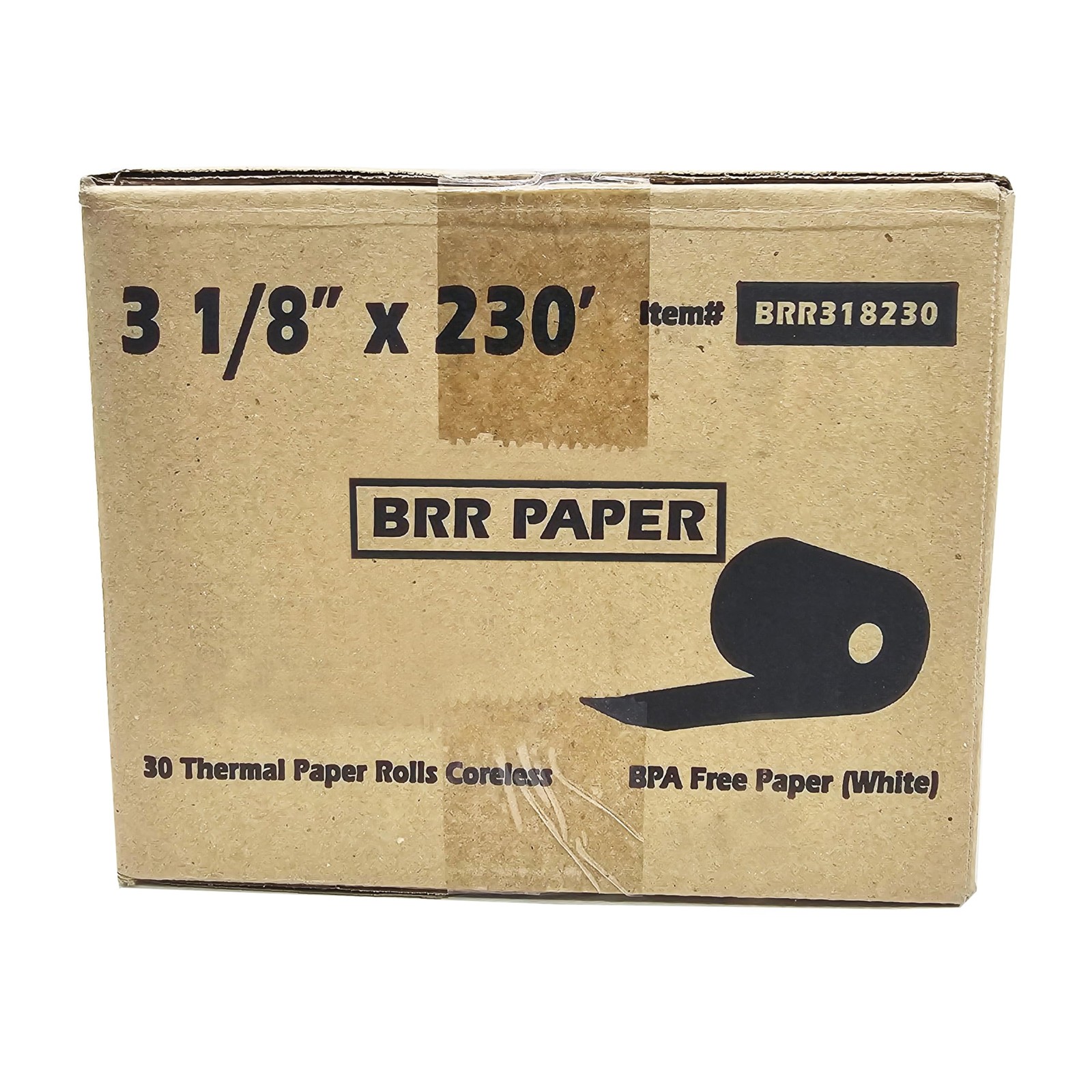 (30 Coreless Rolls – 50 GSM) 3 1/8 x 230 Thermal Paper 3 1/8” x 230’, White