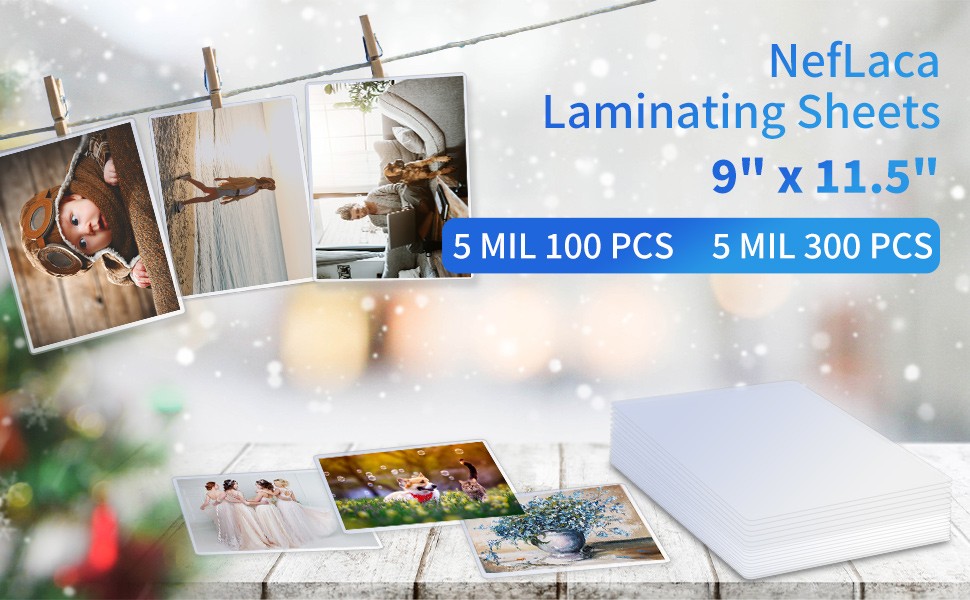100 Pack Laminating Sheets, 5Mil 9″ x 11.5″ Laminating Pouches，5Mil Clear