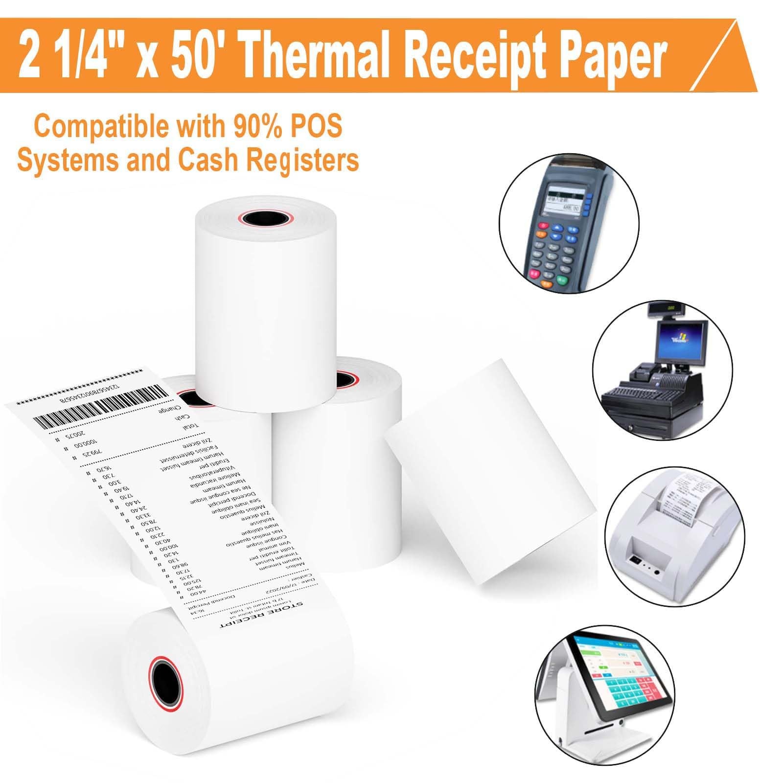 Coopaty 2 1/4″ x 50′ Thermal Receipt Paper Rolls, Cash 50 Blue