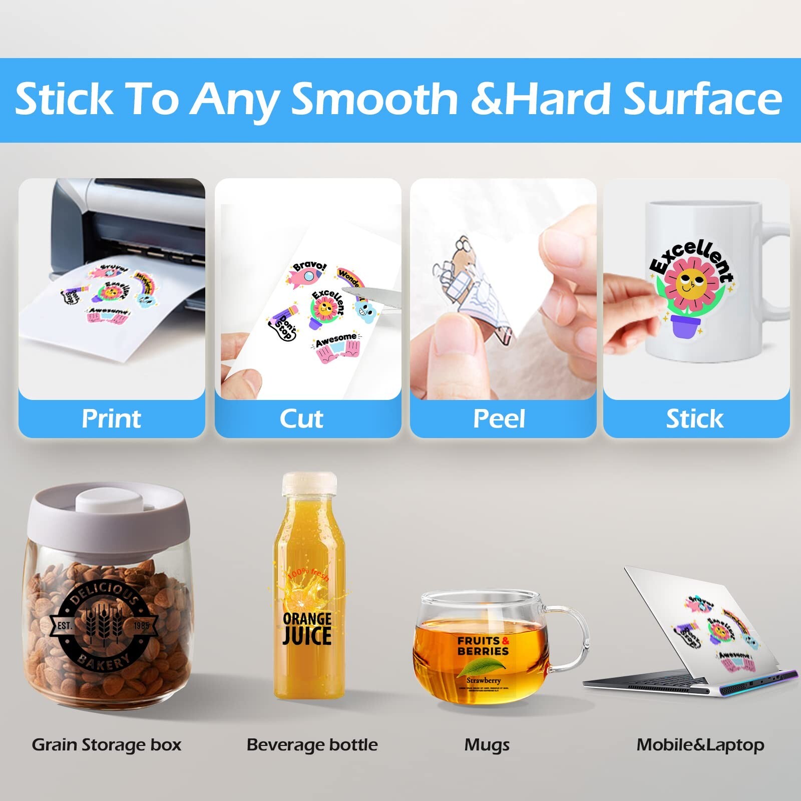 Uinkit Printable Clear Sticker Waterproof Transparency Vinyl Sticker Only For…